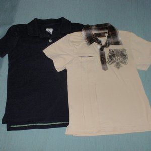 Lot of 2 Boys Velvet Graphics Pique Polo Shirts Crewcuts Vintage Couture 4t 4